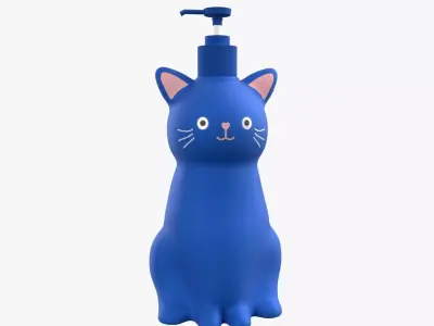 Cat Liquid Soap Dispenser Blue Version 3D model