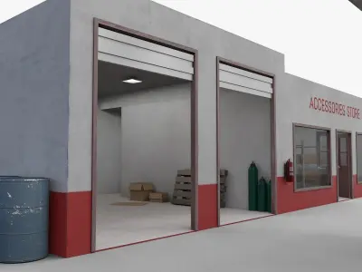 Gas Station 2 Low-poly 3D model