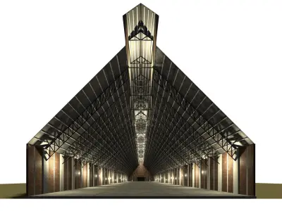 Warehouse with cathedral space 3D model