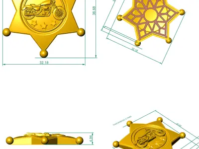 PENDANT MOTORCYCLE HARLEY DAVIDSON SERIFF STAR 3D print model