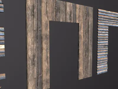 Wooden Walls Low-poly 3D model