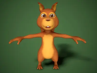 cartoon squirrel Low-poly 3D model