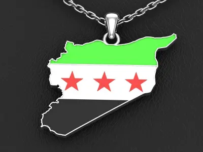 Syria flag pendant 3D print model