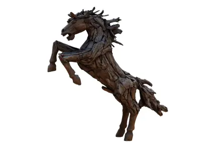 Galloping Driftwood Horse 3D model