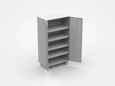  Open Doors Storage Cabinet For Industrial Tools And Parts 3D model