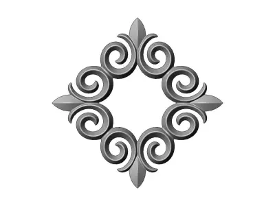 Square floral decoration element relief 3D print model