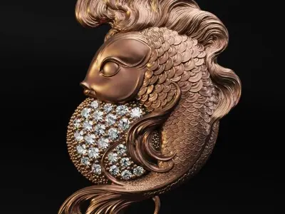 Jewelry Pendant Fish - Modern 3D print model