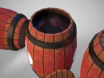 Stylized gameready barrel with oil Low-poly 3D model