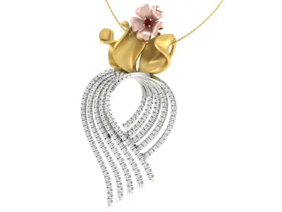 Solitaire Women Pendant 3dm STL OBJ FBX Renders Details 3D print model 6