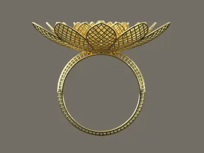 gold fusion flower ring  3D print model