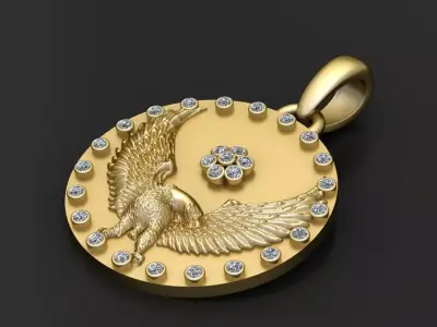 Gold eagle pendant 3D printable model   3D print model