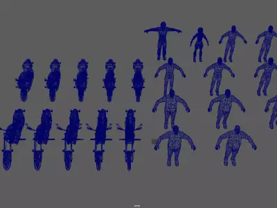 3D Game Asset Collection High Poly Motorcycles and Characters Low-poly 3D model