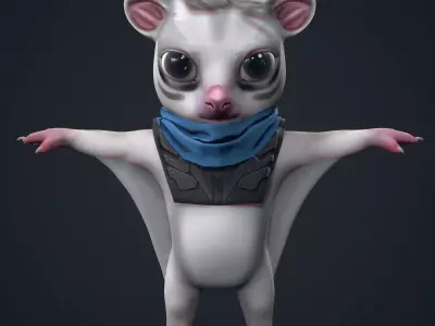 Sugar glider characters rigged Low-poly 3D model
