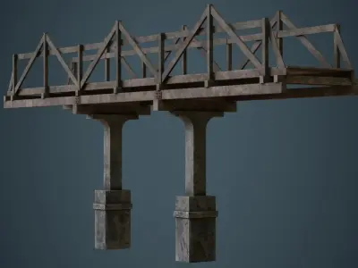 Plank Bridge 3B Low-poly 3D model