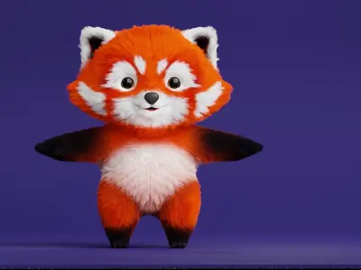 Cute cartoon panda Low-poly 3D model