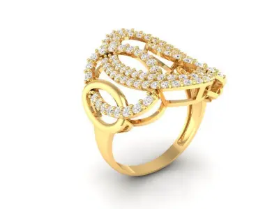 Elegant Wave Diamond Ring for Women 100 3D print model