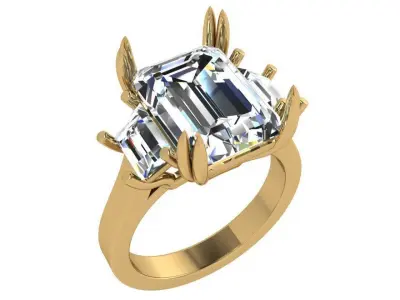 Emerald Diamond Ring 3729 3D print model