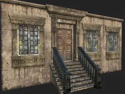 GroundFloor BrownStone Entrance Low-poly 3D model