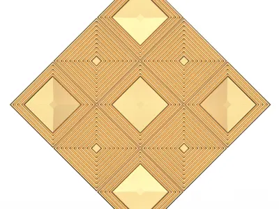 Parametric Decorative Panel 03 Gold Low-poly 3D model