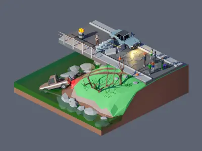 land 17A Low-poly 3D model