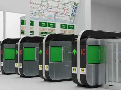 Japanese Railway station Entrance 3D model