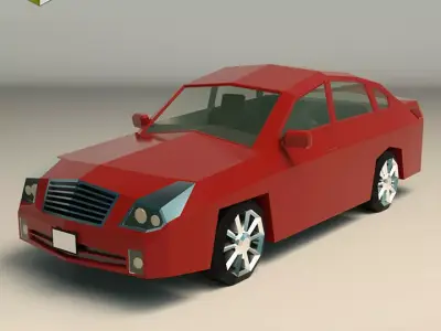 Low Poly Sedan Car 12 Low-poly 3D model
