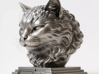 Cat sculpture 3D print model