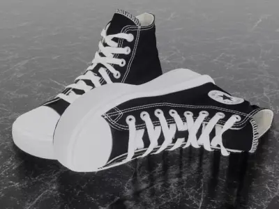 CONVERSE 3D SHOES - WHITE-BLACK Low-poly 3D model
