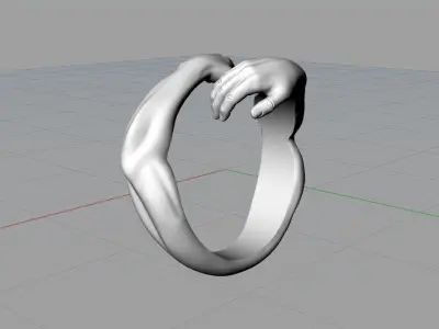 Hugging hands ring 3D print model