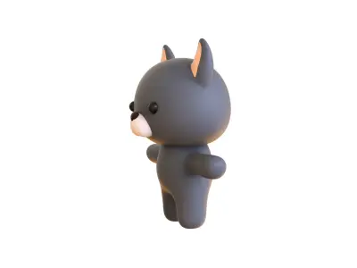 Character014 Chubby Wolf Low-poly 3D model