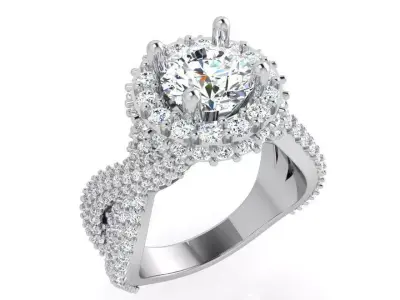 Round Halo Twisted Ring 3966 3D print model