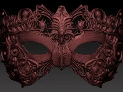 Baroque Royal Filigree Masquerade Mask 3D print model