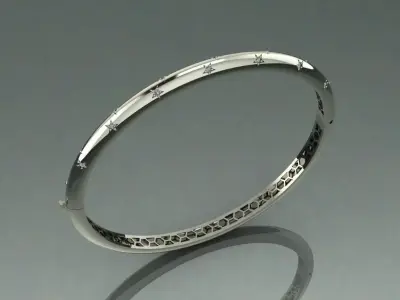 The Orbital Star Bangle Bracelet jewelry 3D model - for Her 3D print model