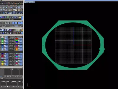 Geometric Modern Gold Bangle with Stone Settings 3D print model