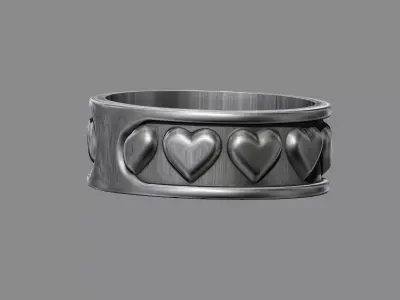 Love hearts wedding band ring 3D print model
