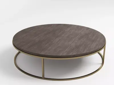 Ring Shaped Coffee Table - Golden and Wood 3D model