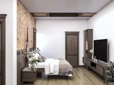 Ethnic Bedroom with Living Room 3D model