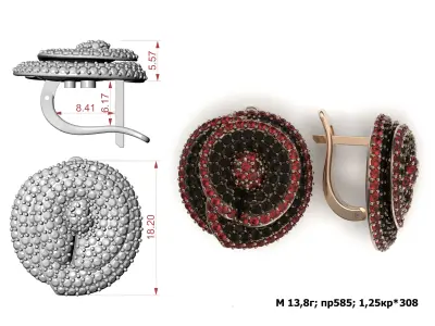 G0153 pair of earrings with stones 3D print model