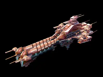 Extra large fortress type - big spaceship 01 3D model