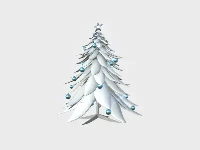 Christmas Tree 05 Snow White - Cartoon Interior Decoration Low-poly 3D model
