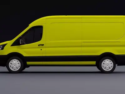 Transit Van Long Truck Yellow 3D model