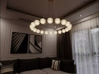 product 3 taiwanese modern living room chandelier Free 3D model
