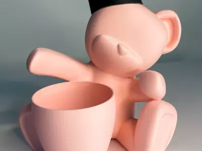 TEDDY BEAR VASE GRADUATION GIFT 3D model