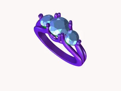 aj-06 three stone diamond engagement ring 3D print model