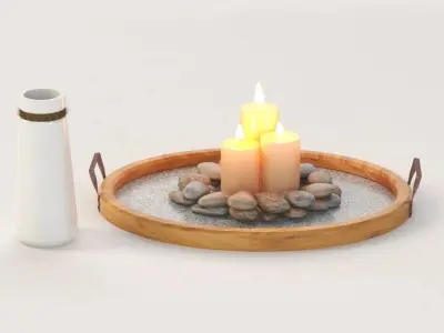 Stonebriar Oval Rustic  Wood Tray Centerpiece for Table Top 3D model