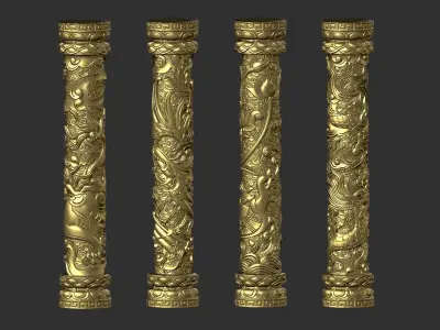 Four classical columns 3D print model
