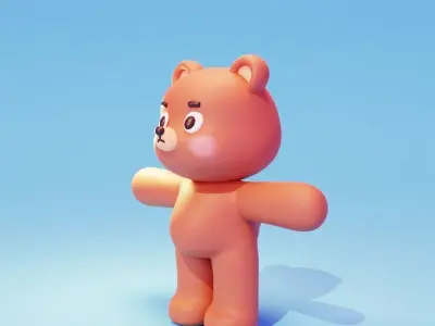 Cartoon character cute Bear 3D model