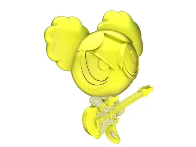 A7218 Pretty Girl Playing Guitar Pendant 3D Model 3D print model