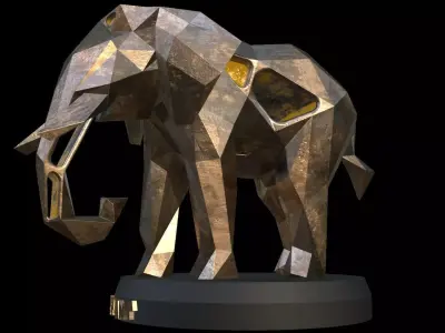 Steampunk Elephant Low-poly 3D model