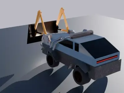 Armored and battle-modified car  Low-poly 3D model